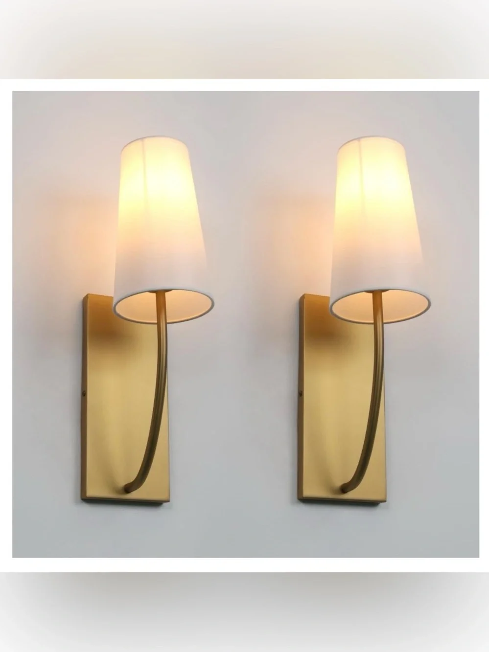 Antique Brass & Fabric Wall Sconce Set BOHO MODERN VINTAGE